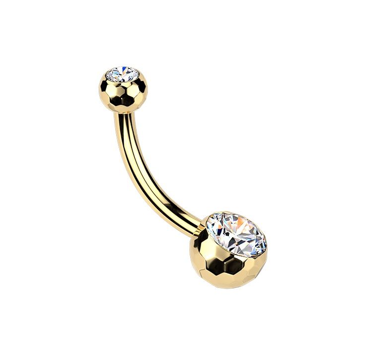 MARRE Zlacený percing do pupíku banánek malý - TITAN, kuličky 4 a 6 mm - TIT1594