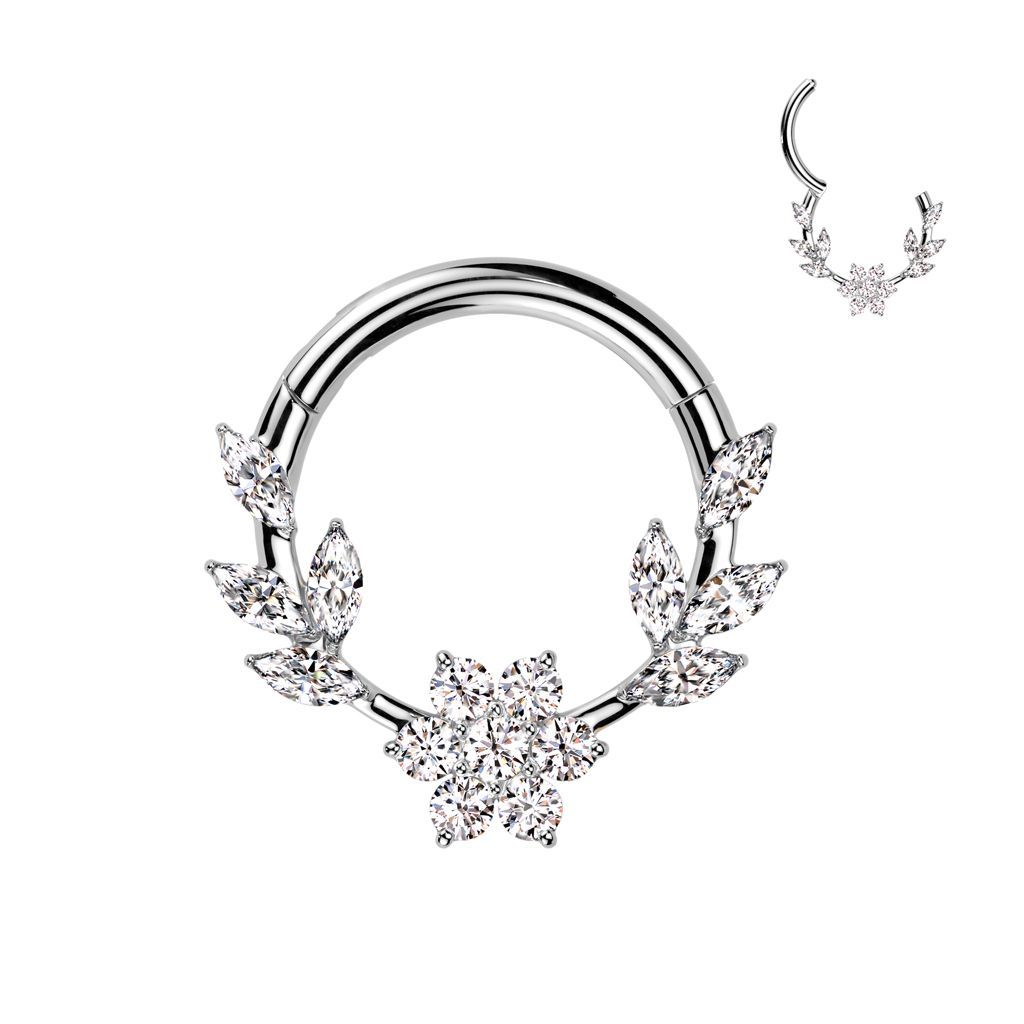 Levně MARRE Ocelový septum piercing kytička s lístky (1,2 x 8 mm)