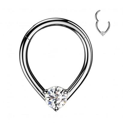 Ocelový septum piercing se zirkonem (1,2 x 8 mm)