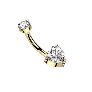 Luxusní zlacený piercing do pupíku s Moissanity 1,00ct, TITAN