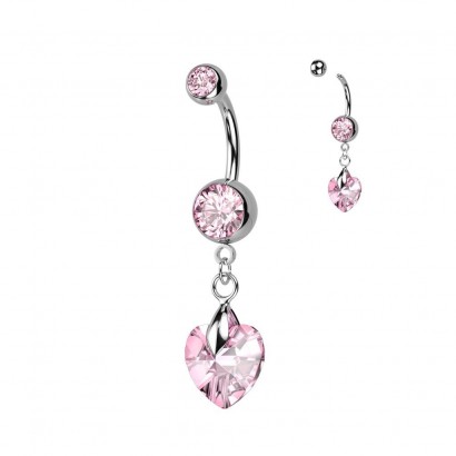 Piercing do pupíku - srdíčko (růžová)