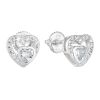 Stříbrné náušnice pecka se zirkonem bílé srdce 11288.1