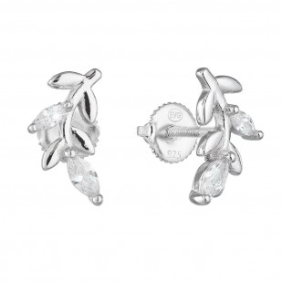 Stříbrné náušnice pecka se zirkonem v bílé barvě 11294.1