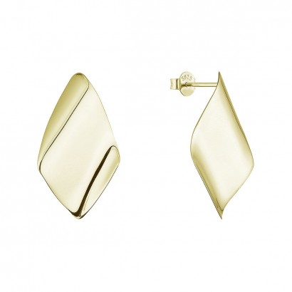 Pozlacené stříbrné náušnice lesklé kosočtverce 61082