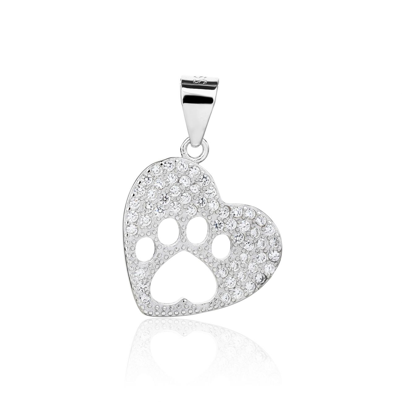 NUBIS Stříbrný přívěsek srdce - psí tlapka - NB-4620