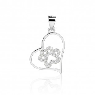 Stříbrný přívěsek srdíčko s tlapkou