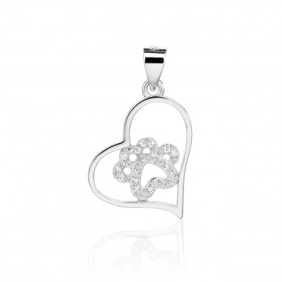 Stříbrný přívěsek srdíčko s tlapkou