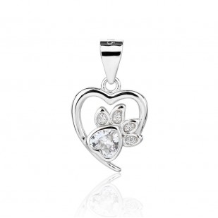 Stříbrný přívěsek srdíčko s tlapkou