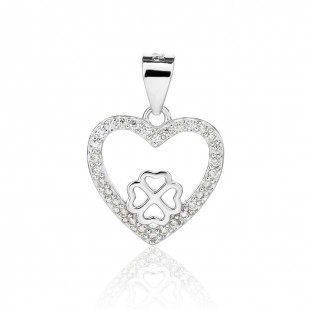 Stříbrný přívěsek srdce a čtyřlístek