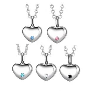 Náhrdelník - pamětní přívěsek, pietní přívěsek, přívěsek na popel srdíčko se zirkonem