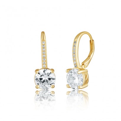 Stříbrné zlacené náušnice se zirkony