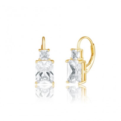 Stříbrné zlacené náušnice se zirkony