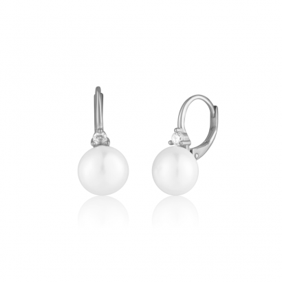 Stříbrné náušnice s perlou a zirkonem