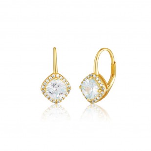 Stříbrné zlacené náušnice se zirkony