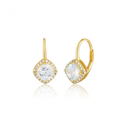 Stříbrné zlacené náušnice se zirkony