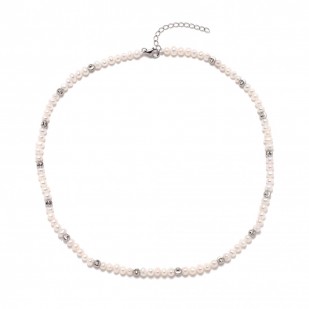Stříbrný náhrdelník s přírodními perličkami