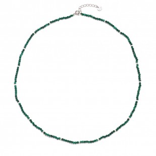 Minerální náhrdelník přírodní Malachit, stříbro AG925