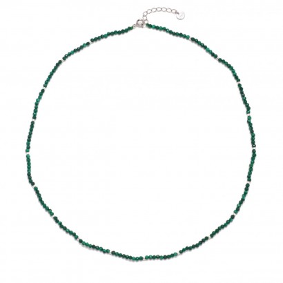 Minerální náhrdelník přírodní Malachit, stříbro AG925