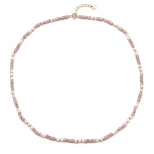 Minerální náhrdelník přírodní růžový Opál, stříbro AG925