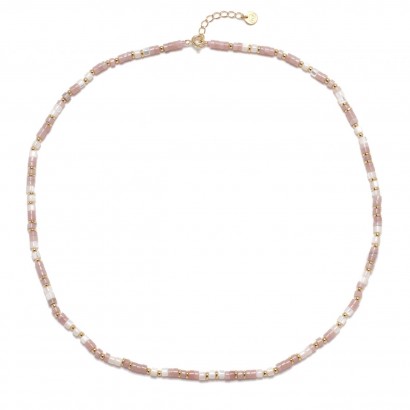 Minerální náhrdelník přírodní růžový Opál, stříbro AG925