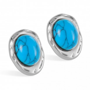 Ocelové náušnice s tyrkysovými kameny