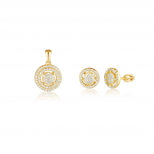 Stříbrná zlacená souprava šperků se zirkony