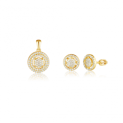 Stříbrná zlacená souprava šperků se zirkony