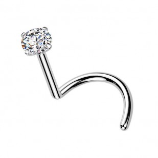 Luxusní piercing do nosu s Moissanit 0.11ct (3mm), TITAN