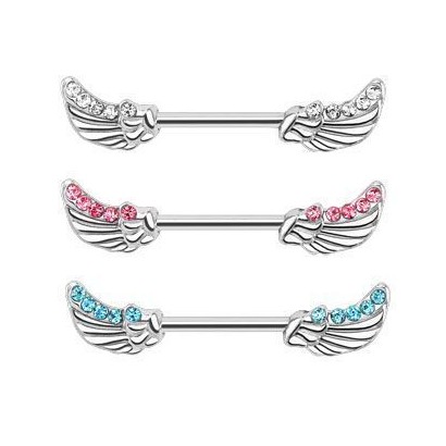 Piercing do bradavky chirurgická ocel křídla čirá