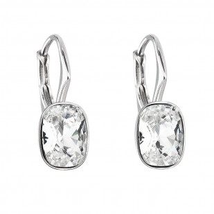 Stříbrné náušnice visací s krystaly Swarovski bílý obdélník 31278.1