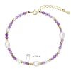Pozlacený náramek s perlami a ametysty 13113.3