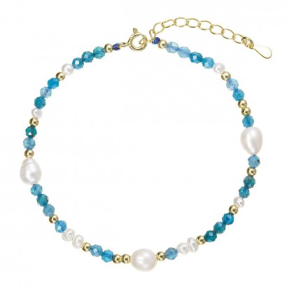 Pozlacený náramek s perlami a apatity 13113.3