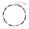 Stříbrný náramek s perlami a granáty 13113.3