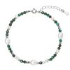 Stříbrný náramek s perlami a malachity 13113.3