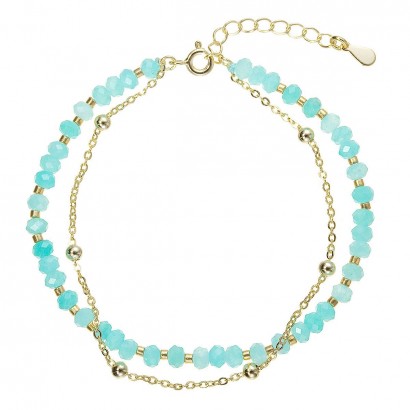 Pozlacený dvojitý náramek s amazonity 13115.3