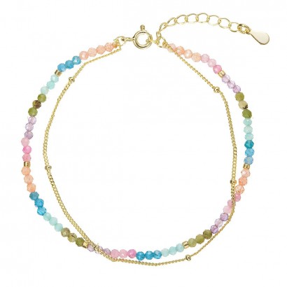 Pozlacený dvojitý náramek s barevnými kameny 13114.3