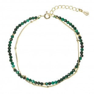 Pozlacený dvojitý náramek s malachity 13114.3