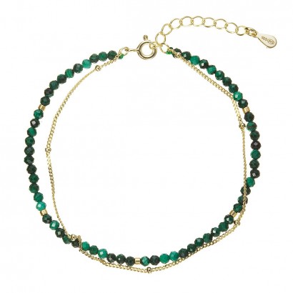 Pozlacený dvojitý náramek s malachity 13114.3