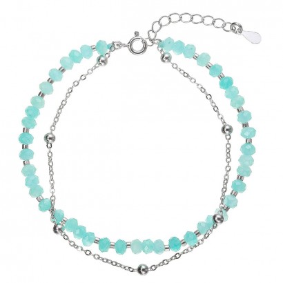 Stříbrný dvojitý náramek s amazonity 13115.3