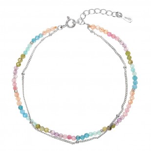 Stříbrný dvojitý náramek s barevnými kameny 13114.3