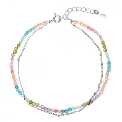 Stříbrný dvojitý náramek s barevnými kameny 13114.3