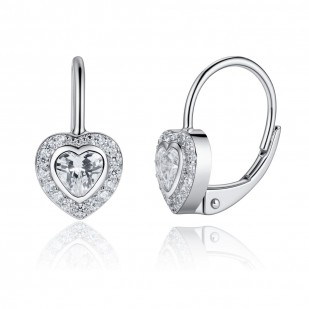 Stříbrné náušnice srdíčka s čirými zirkony
