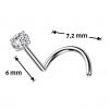 Luxusní piercing do nosu s Moissanit 0.11ct (3mm), TITAN