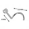 Luxusní piercing do nosu s Moissanit 0.11ct (3mm), TITAN