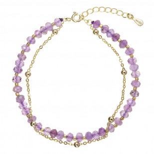 Pozlacený dvojitý náramek s ametysty 13115.3