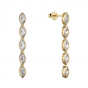 Dlouhé pozlacené náušnice se zirkony 11789.1