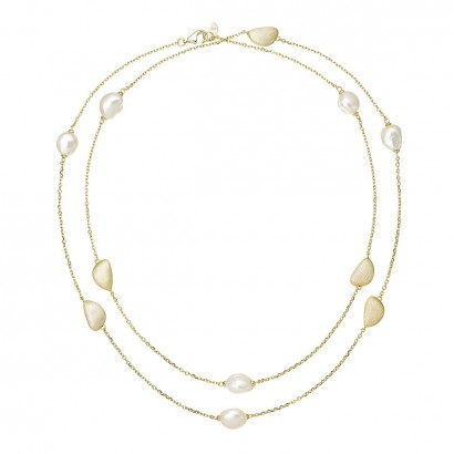 Pozlacený náhrdelník s říčními perlami 22060.1