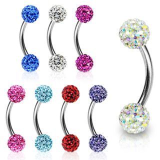 Piercing do obočí chirurgická ocel s krystalky HWESD02 (fialová)