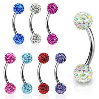 Piercing do obočí chirurgická ocel s krystalky HWESD02 (čirá)