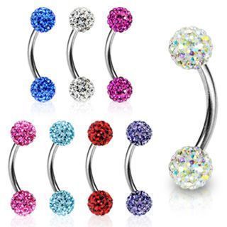 Piercing do obočí chirurgická ocel s krystalky HWESD02 (červená)